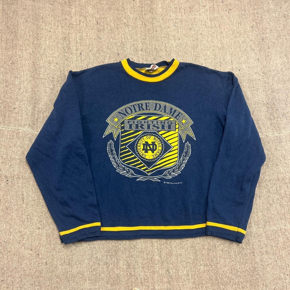 Vintage Notre Dame Fightin Irish Sweatshirt Mens Large Blue 1990s Nutmeg